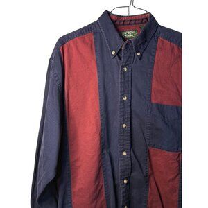 VTG Susquehanna Trail Mens Large Colorblock Western Rodeo Shirt Navy Red Casual